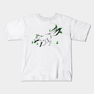 Kitsune (green) Kids T-Shirt